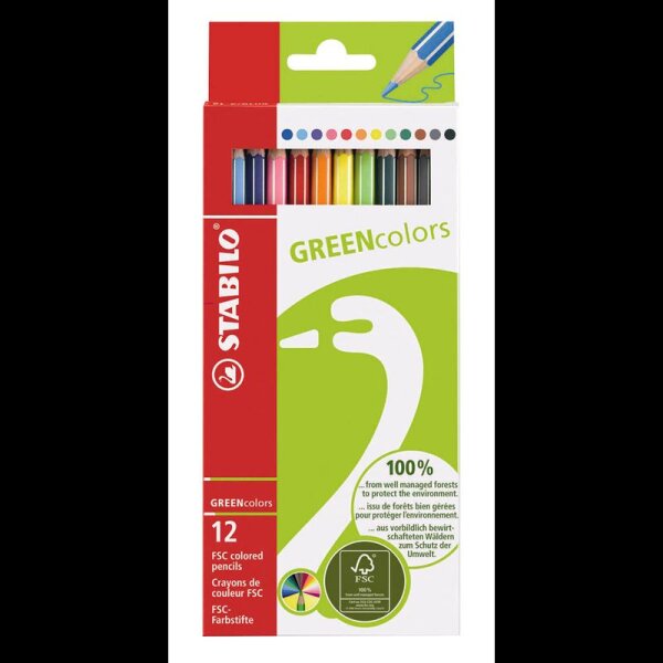 STABILO GREENcolors Buntstifte farbsortiert, 12 St.