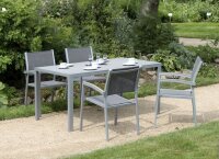 Garden Pleasure Gartenstühle mit Armlehnen GRACE grau, Metall, 4 St.