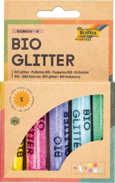 folia Bio Glitter Rainbow M Glitzer farbsortiert, 1 Pack