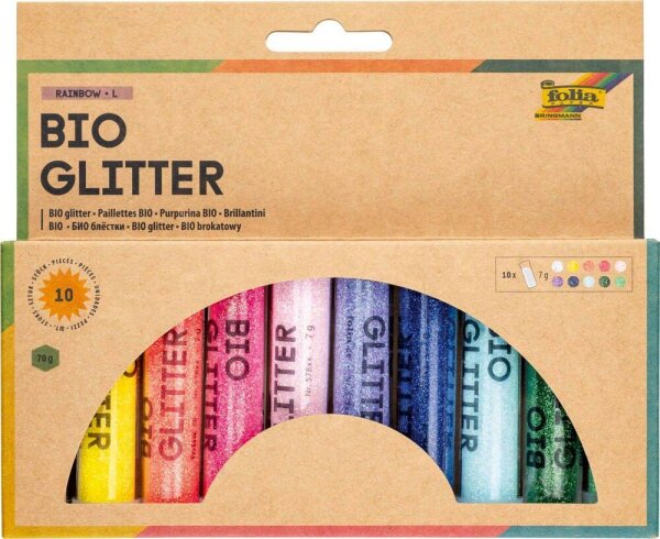 folia Bio Glitter Rainbow L Glitzer farbsortiert, 1 Pack