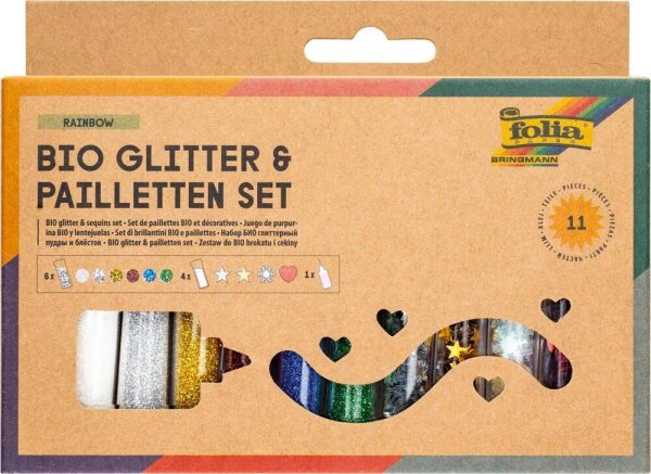folia Bio Glitter & Pailletten-Set Glitzer farbsortiert, 1 Pack