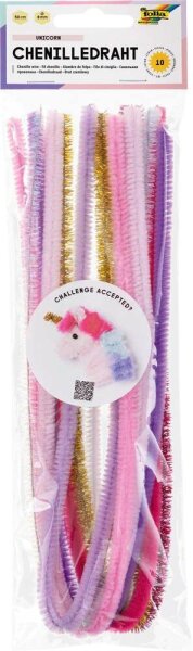 folia Pfeifenreiniger mehrfarbig Chenilledraht Unicorn Ø 8,0 mm, 10 St.