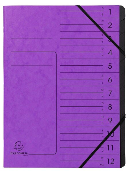 Exacompta Ordnungsmappe 12 Fächer violett, 1 St.