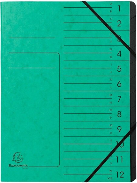 Exacompta Ordnungsmappe 12 Fächer grün, 1 St.