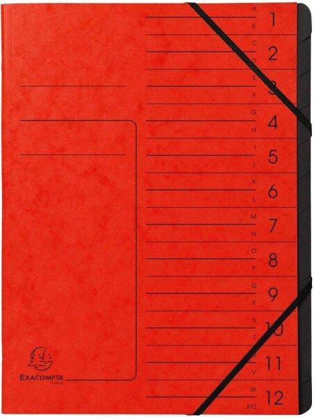 Exacompta Ordnungsmappe 12 Fächer rot, 1 St.