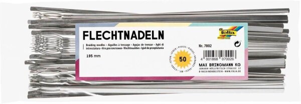 folia Bastelwerkzeug mattsilber Flechtnadel, 50 St.