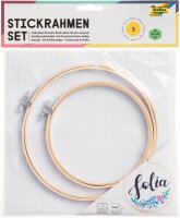 folia Stickbild mit Stickrahmen natur