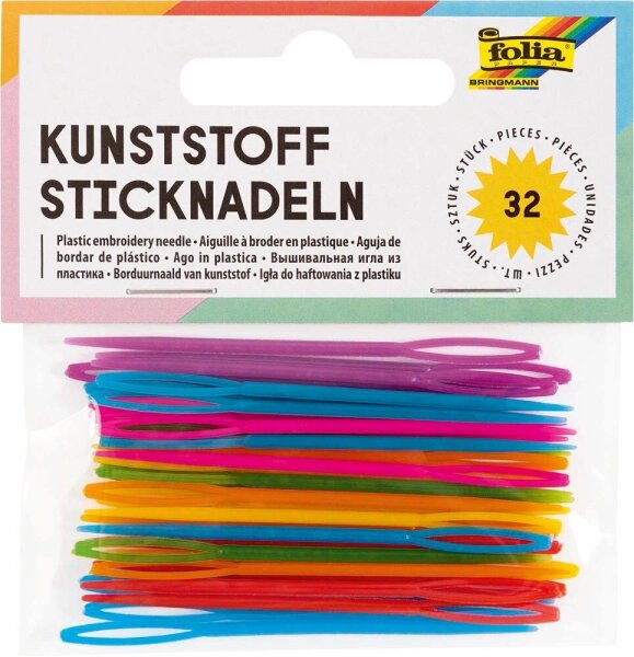 folia Bastelwerkzeug farbsortiert Sticknadeln Ø 1,8 mm, 32 St.