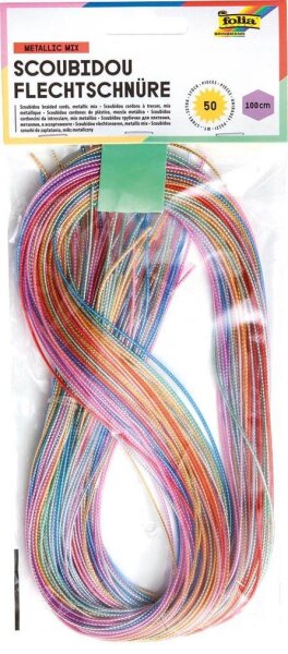 folia Bastelset Flechtschnüre Metallic Mix mehrfarbig 50 St.