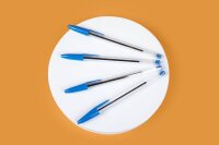 90 + 10 GRATIS: BIC Kugelschreiber Cristal® Original transparent, Schreibfarbe: blau, 90 St. + GRATIS 10 St.