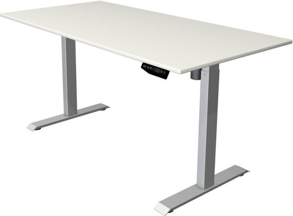 Kerkmann Move 1 elektrisch höhenverstellbarer Schreibtisch weiß rechteckig, T-Fuß-Gestell silber 160,0 x 80,0 cm
