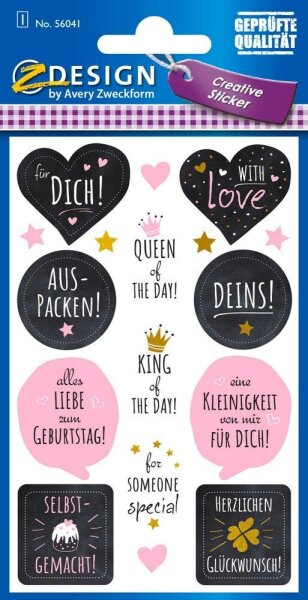 AVERY Zweckform Aufkleber 56041 Liebevolle Designs, 17 Etiketten  ( 56041 )