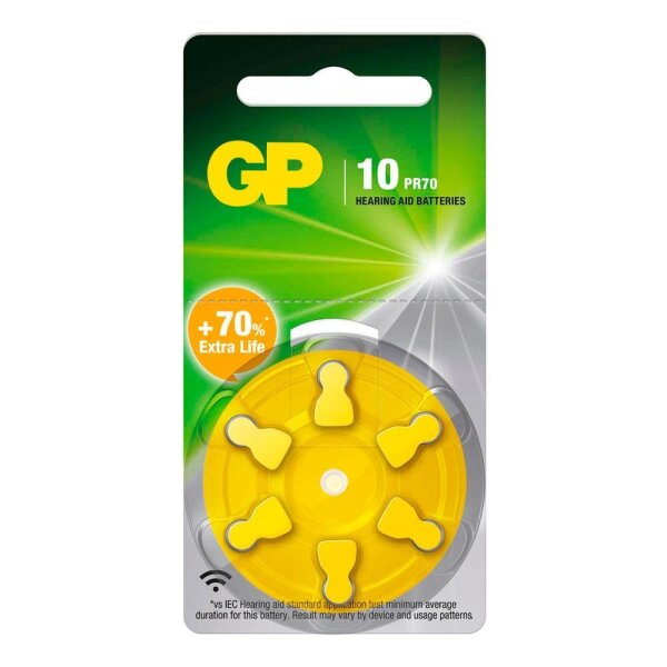 GP Knopfzellen ZA10 Zink-Luft 1,45 V, 6 St.