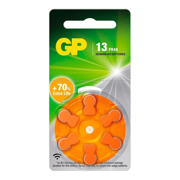 GP Knopfzellen ZA13 Zink-Luft 1,45 V, 6 St.