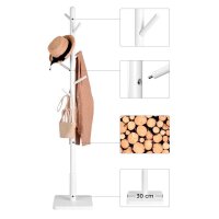 VASAGLE Kleiderständer weiß Holz 8 Haken 30,0 x 175,0 cm, 1 St.