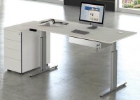 Kerkmann Move 3 tube elektrisch höhenverstellbarer Schreibtisch weiß rechteckig, T-Fuß-Gestell silber 100,0 x 60,0 cm