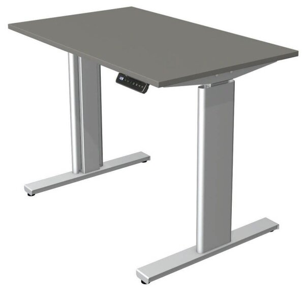 Kerkmann Move 3 tube elektrisch höhenverstellbarer Schreibtisch grafit rechteckig, T-Fuß-Gestell silber 100,0 x 60,0 cm