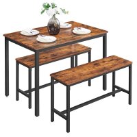 VASAGLE Sitzgruppe, schwarz Holz, Metall, 3-teilig