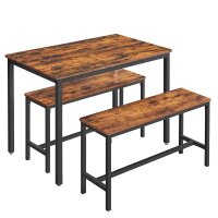 VASAGLE Sitzgruppe, schwarz Holz, Metall, 3-teilig