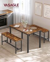 VASAGLE Sitzgruppe, schwarz Holz, Metall, 3-teilig