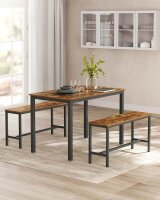 VASAGLE Sitzgruppe, schwarz Holz, Metall, 3-teilig