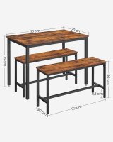 VASAGLE Sitzgruppe, schwarz Holz, Metall, 3-teilig