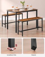 VASAGLE Sitzgruppe, schwarz Holz, Metall, 3-teilig