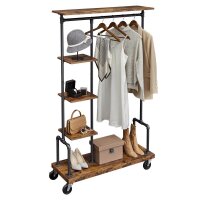 VASAGLE Rollgarderobe braun Holz 103,5 x 174,5 cm, 1 St.
