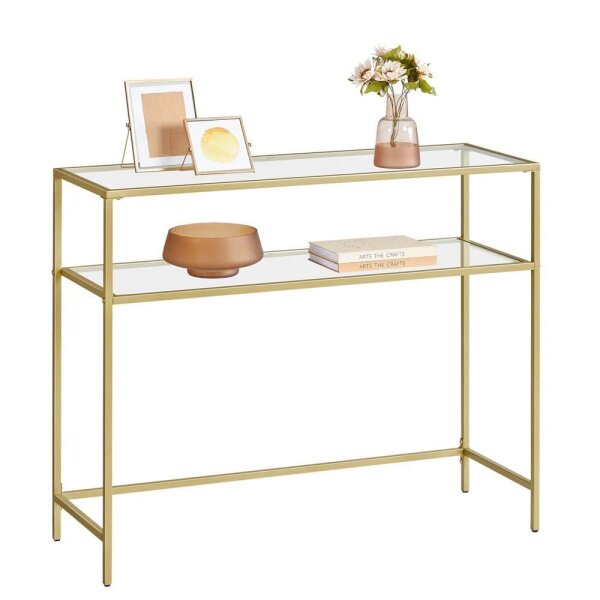 VASAGLE Konsolentisch rechteckig Glas gold 100,0 x 35,0 x 80,0 cm, 1 St.