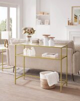 VASAGLE Konsolentisch rechteckig Glas gold 100,0 x 35,0 x 80,0 cm, 1 St.