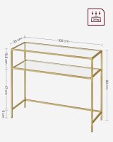 VASAGLE Konsolentisch rechteckig Glas gold 100,0 x 35,0 x 80,0 cm, 1 St.