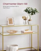 VASAGLE Konsolentisch rechteckig Glas gold 100,0 x 35,0 x 80,0 cm, 1 St.
