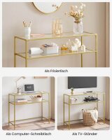 VASAGLE Konsolentisch rechteckig Glas gold 100,0 x 35,0 x 80,0 cm, 1 St.