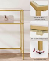 VASAGLE Konsolentisch rechteckig Glas gold 100,0 x 35,0 x 80,0 cm, 1 St.