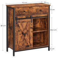 VASAGLE Sideboard, LSC100B01 braun 70,0 x 30,0 x 80,0 cm,...