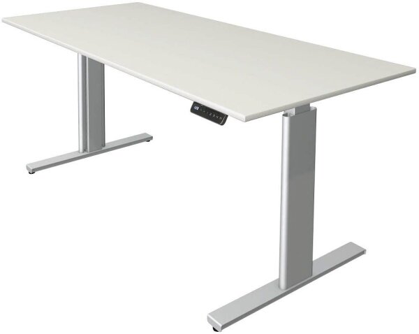 Kerkmann Move 3 tube elektrisch höhenverstellbarer Schreibtisch weiß rechteckig, T-Fuß-Gestell silber 180,0 x 80,0 cm