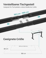SONGMICS höhenverstellbares Schreibtischgestell schwarz ohne Tischplatte, C-Fuß-Gestell schwarz 110,0 - 155,0 x 60,0 cm