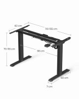 SONGMICS höhenverstellbares Schreibtischgestell schwarz ohne Tischplatte, C-Fuß-Gestell schwarz 110,0 - 155,0 x 60,0 cm