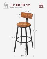 VASAGLE Barhocker LBC026B01V2 braun, 2 St.