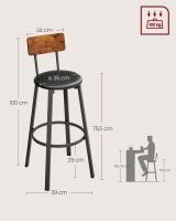 VASAGLE Barhocker LBC069B81V1 braun Kunstleder, 2 St.