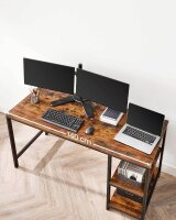 VASAGLE Schreibtisch braun rechteckig, 4-Fuß-Gestell schwarz 140,0 x 60,0 cm