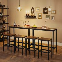 VASAGLE Bartisch-Set, schwarz Holz, Metall, 3-teilig