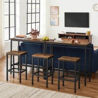 VASAGLE Bartisch-Set, schwarz Holz, Metall, 3-teilig