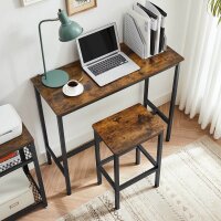VASAGLE Bartisch-Set, schwarz Holz, Metall, 3-teilig