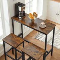 VASAGLE Bartisch-Set, schwarz Holz, Metall, 3-teilig
