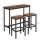 VASAGLE Bartisch-Set, schwarz Holz, Metall, 3-teilig