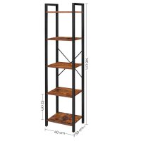 VASAGLE Bücherregal braun, schwarz 40,0 x 30,0 x 146,0 cm, 1 St.