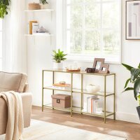 VASAGLE Konsolentisch rechteckig Glas gold 130,0 x 30,0 x 73,3 cm, 1 St.