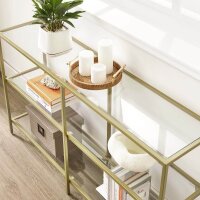 VASAGLE Konsolentisch rechteckig Glas gold 130,0 x 30,0 x 73,3 cm, 1 St.