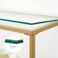 VASAGLE Konsolentisch rechteckig Glas gold 130,0 x 30,0 x 73,3 cm, 1 St.